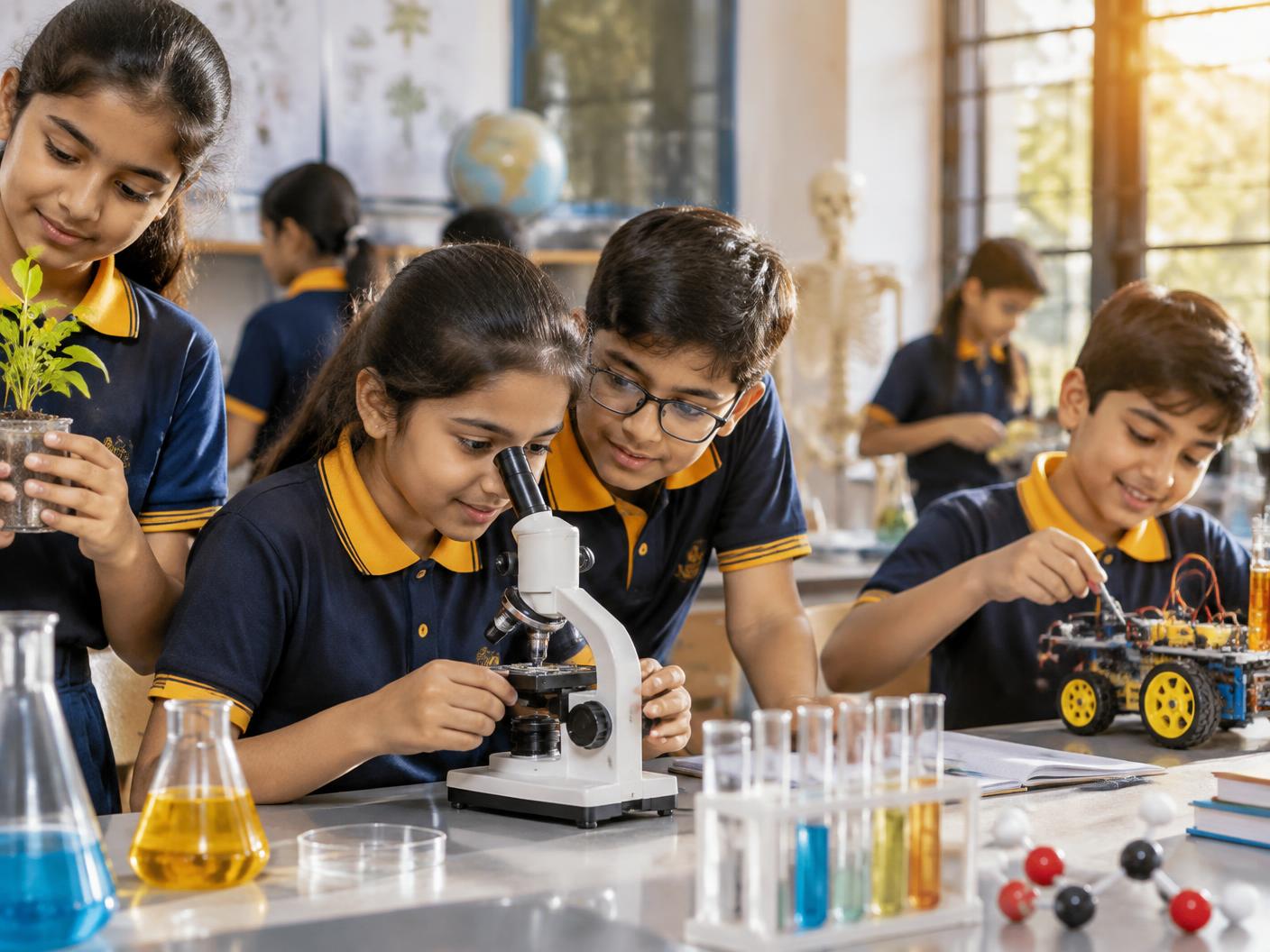 Students exploring science together